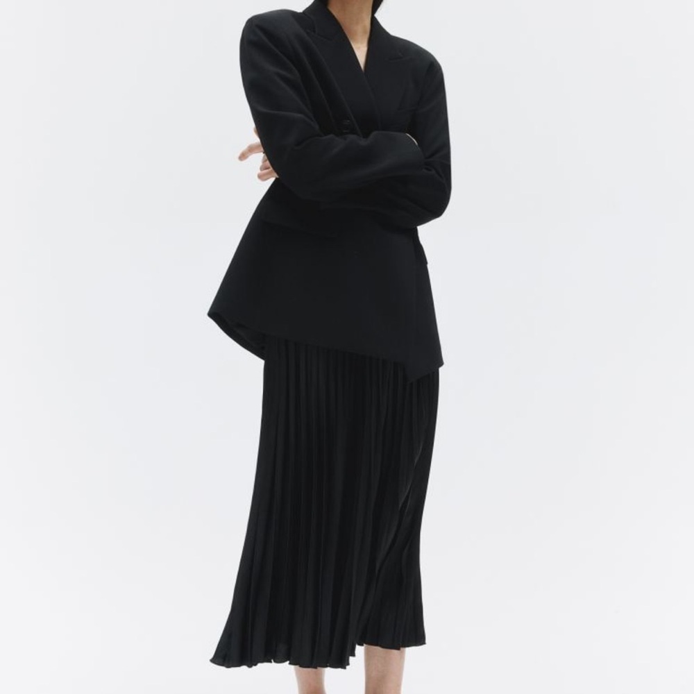 H&M Pleated Midi Skirt Black - S
